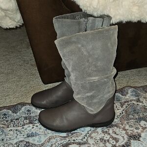 Hotter Suede and Leather Moto Boots